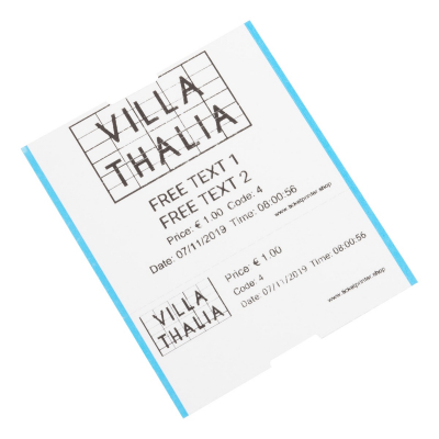 Coatcheck two-part entry ticket, 14 x 260 tickets, white/blue