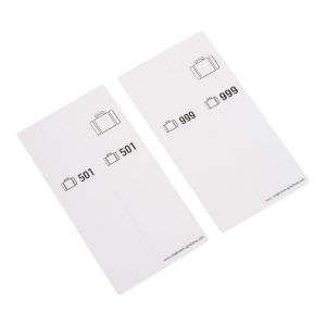500 self-adhesive luggage tags, pre-printed, series 501-1000, white